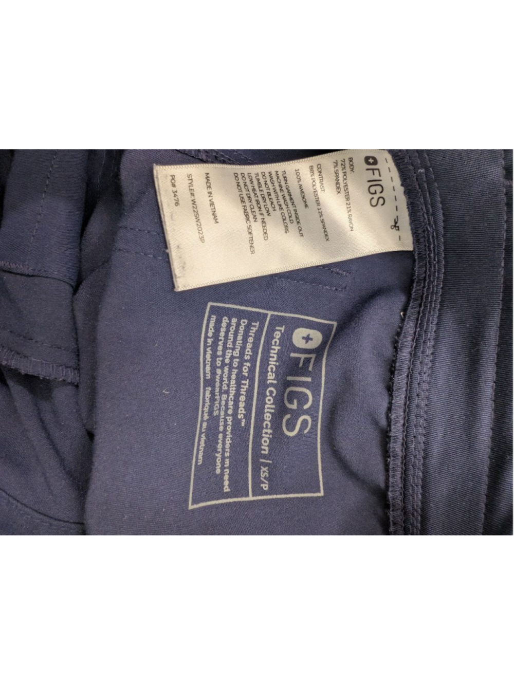 Women's FIGS Navy Blue Straight Leg Scrub Zamora Joggers Pants XSP grey string - Picture 5 of 5